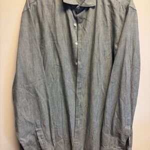 Men's Stylish Gray pin stripped‎ Button-Up Shirt